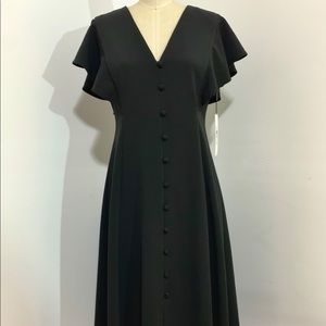 Midi black Calvin Klein dress with ruffle sleeves